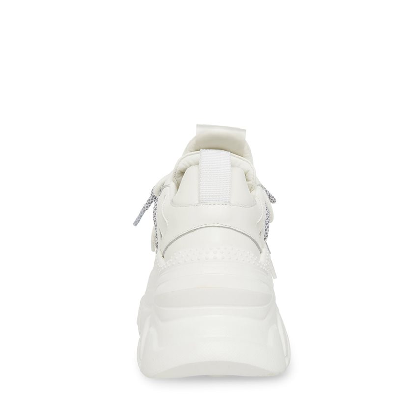 White Steve Madden Troy Leather Women's Sneakers | PH 3874NBE